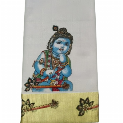 Balaramapuram-Multi Print krishna Tissue Saree